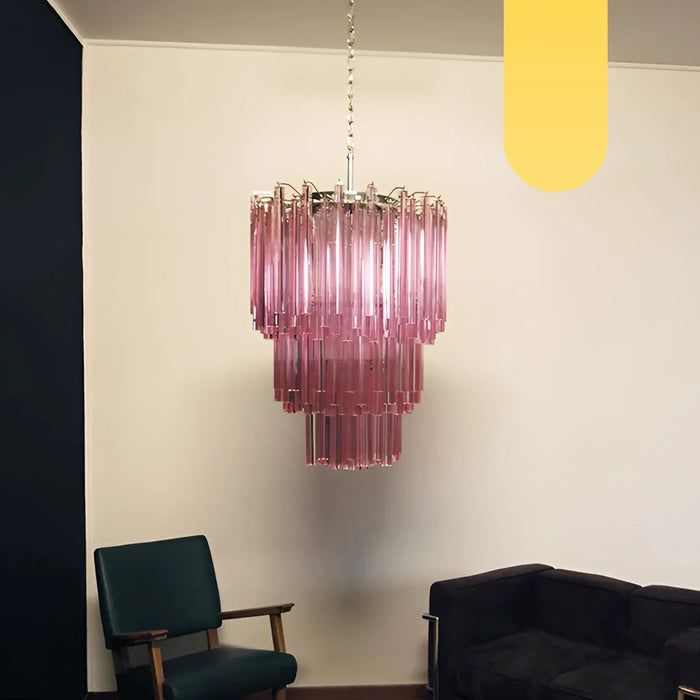 Murano Triedri Prisms Pink Chandelier-DWHOME