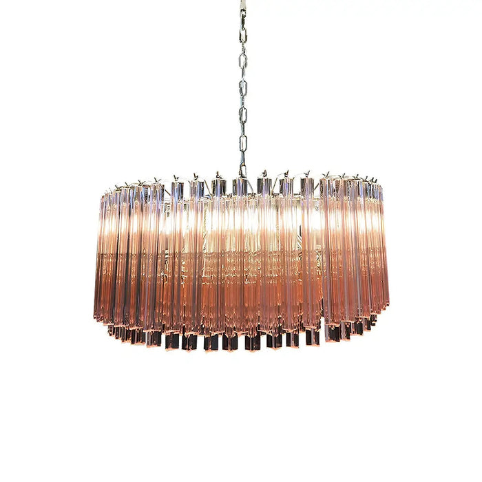 Murano Triedri Round Prisms Pink Chandelier-DWHOME