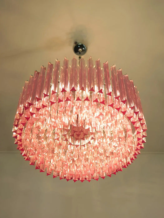 Murano Triedri Round Prisms Pink Chandelier-DWHOME