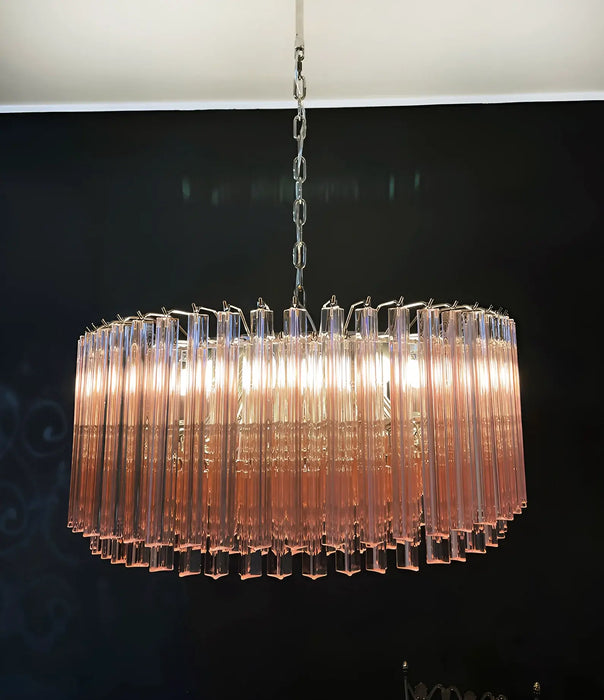 Murano Triedri Round Prisms Pink Chandelier-DWHOME