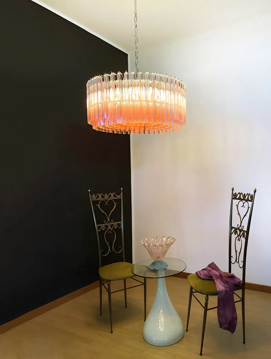 Murano Triedri Round Prisms Pink Chandelier-DWHOME