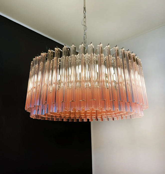 Murano Triedri Round Prisms Pink Chandelier-DWHOME