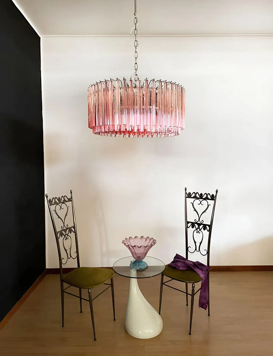 Murano Triedri Round Prisms Pink Chandelier-DWHOME