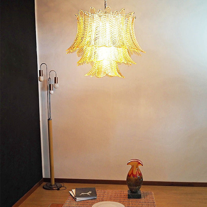 Murano Amber Glass Leaf Chandelier-DWHOME