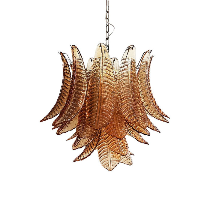 Murano Amber Glass Leaf Chandelier-DWHOME