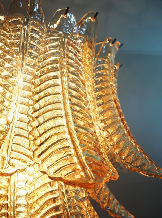 Murano Amber Glass Leaf Chandelier-DWHOME