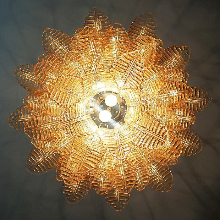 Murano Amber Glass Leaf Chandelier-DWHOME