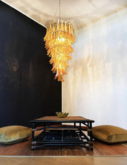 Murano Amber Petals Spiral Chandelier-DWHOME