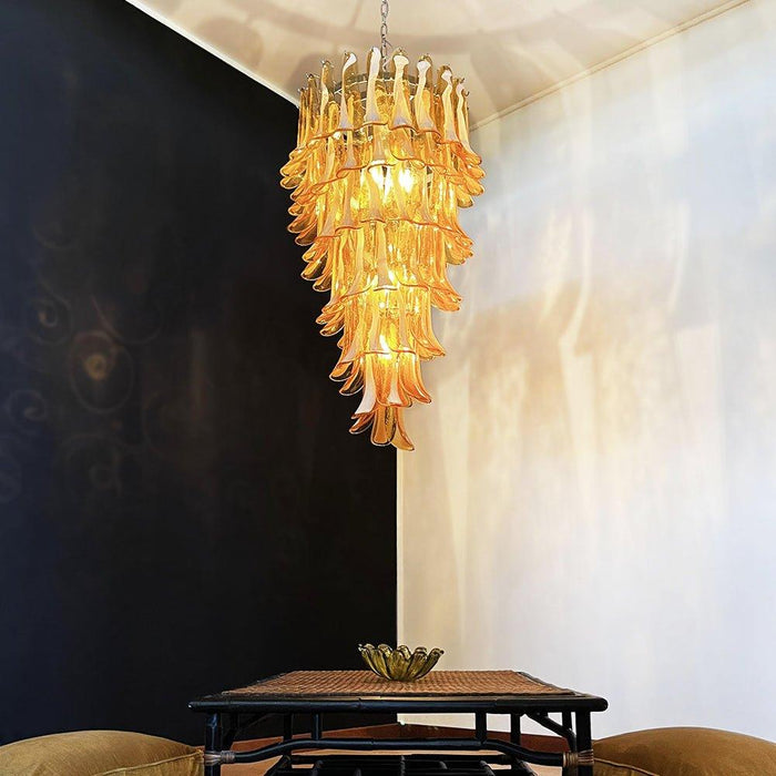 Murano Amber Petals Spiral Chandelier - DWHOME