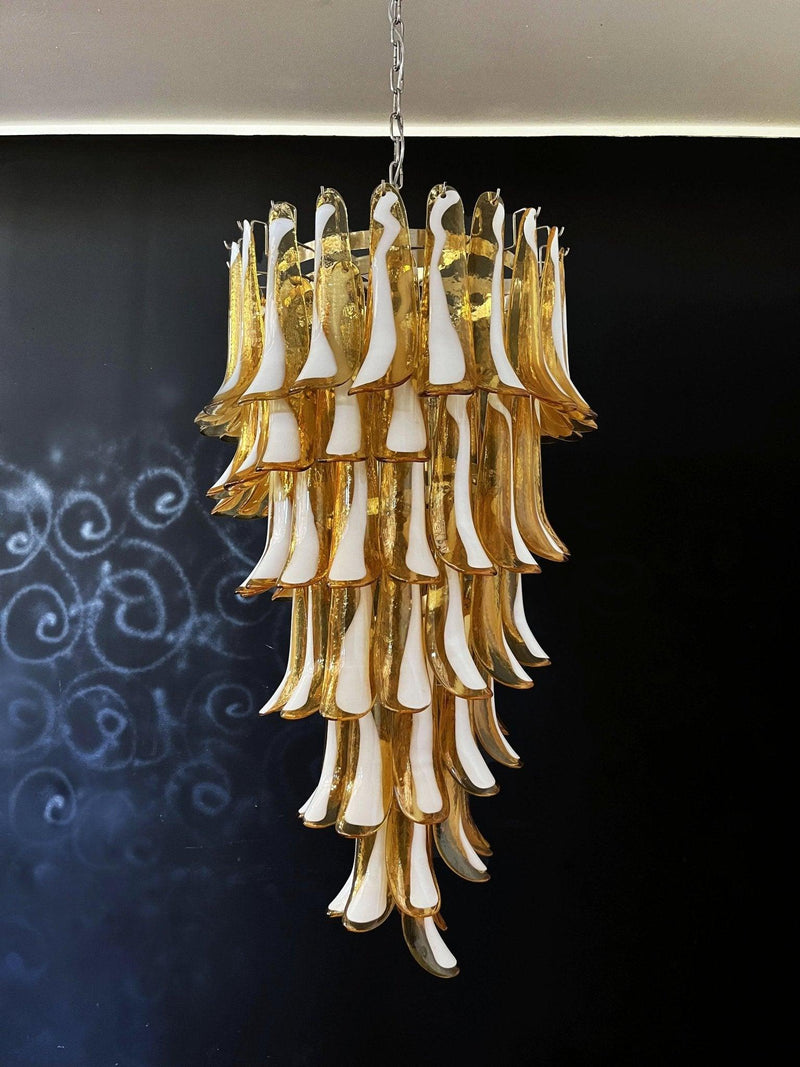 Murano Amber Petals Spiral Chandelier-DWHOME