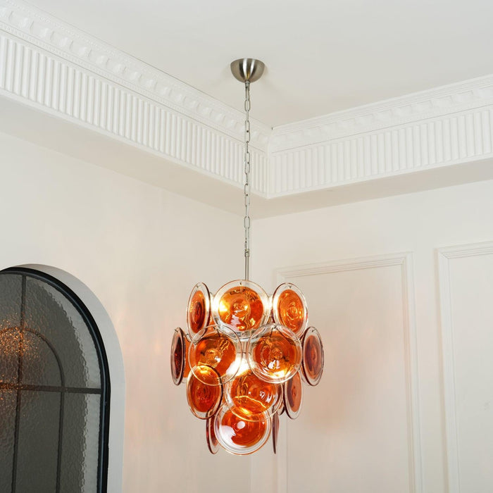 Murano Orange Disk Glass Chandelier-DWHOME