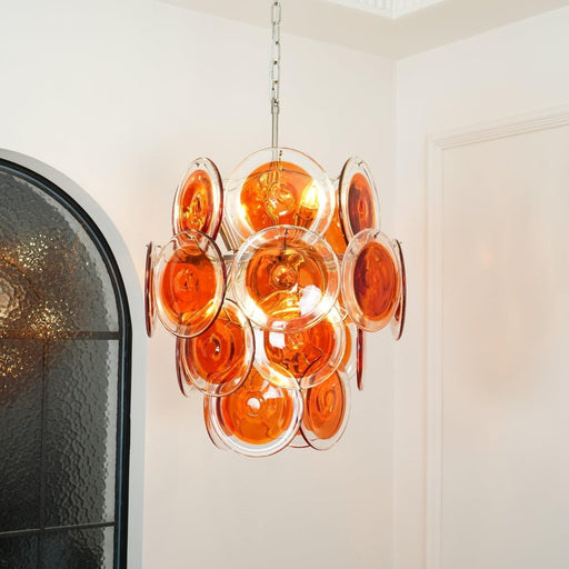 Murano Orange Disk Glass Chandelier - DWHOME