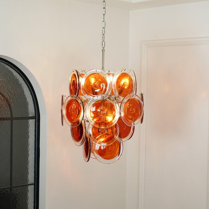 Murano Orange Disk Glass Chandelier-DWHOME