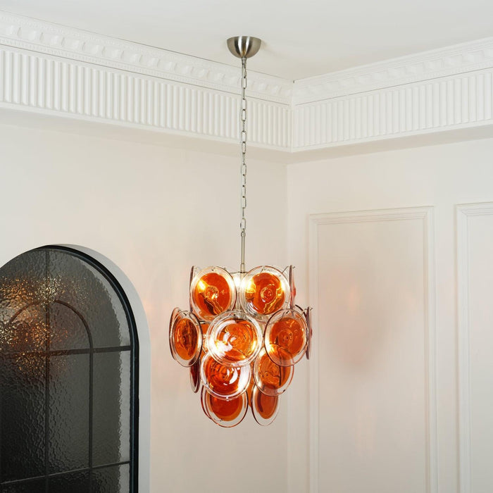 Murano Orange Disk Glass Chandelier-DWHOME