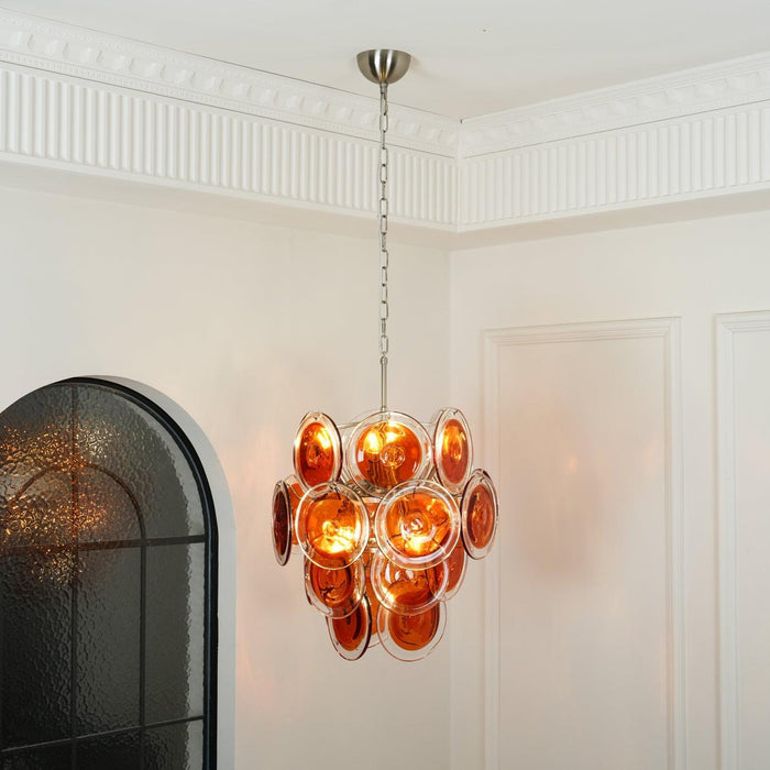 Murano Orange Disk Glass Chandelier-DWHOME