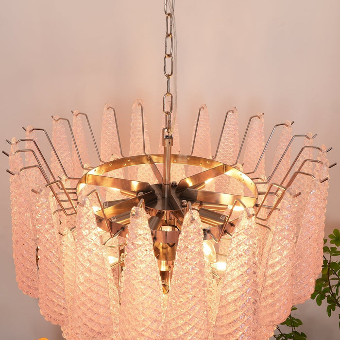 Murano Pink Glass Dewdrop Chandelier-DWHOME