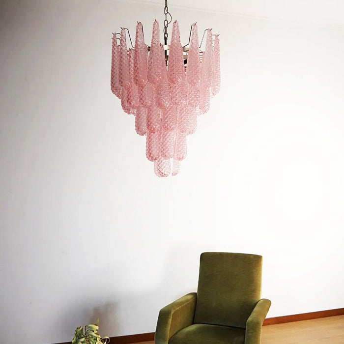Murano Pink Glass Dewdrop Chandelier-DWHOME