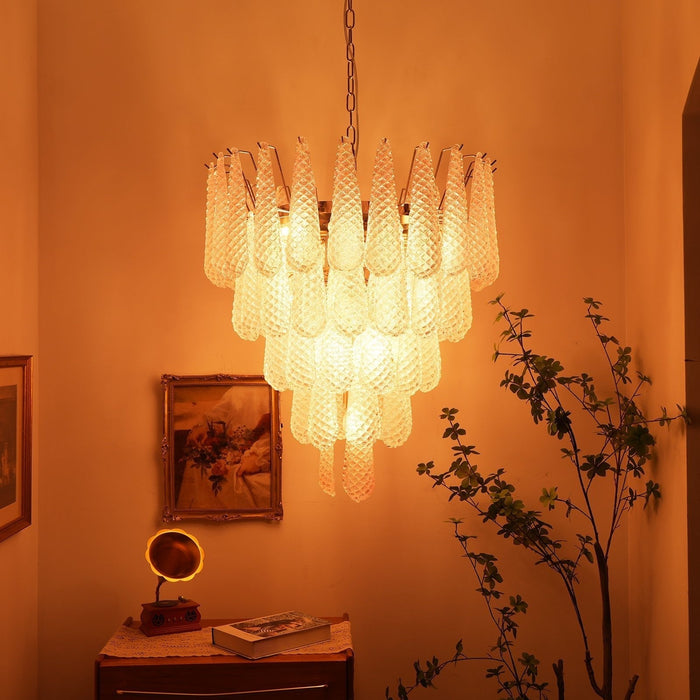 Murano Pink Glass Dewdrop Chandelier-DWHOME