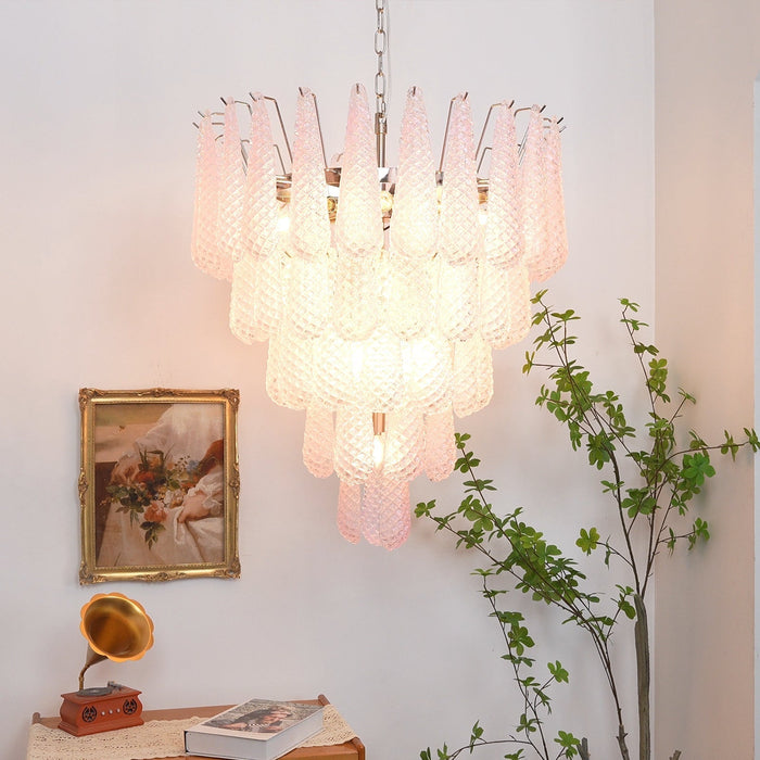 Murano Pink Glass Dewdrop Chandelier-DWHOME