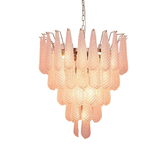 Murano Pink Glass Dewdrop Chandelier-DWHOME