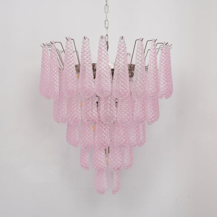 Murano Pink Glass Droplet Chandelier-DWHOME