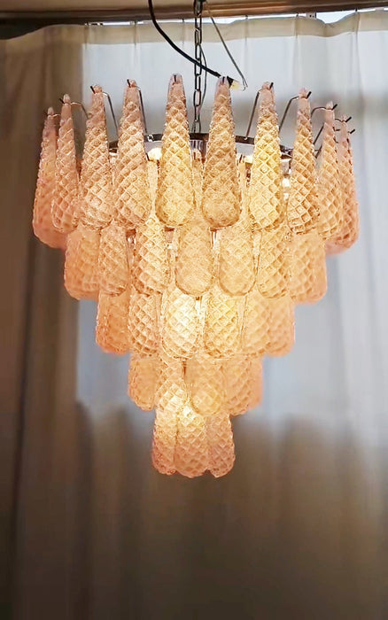 Murano Pink Glass Droplet Chandelier-DWHOME