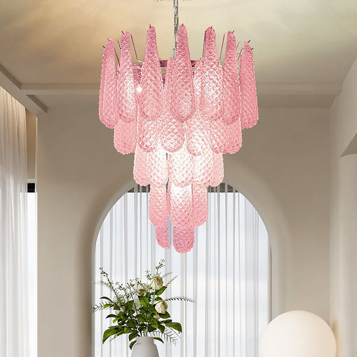 Murano Pink Glass Droplet Chandelier-DWHOME