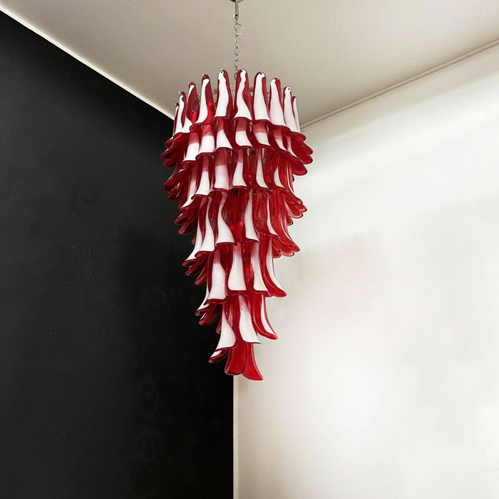 Murano Red Petals Spiral Chandelier - DWHOME