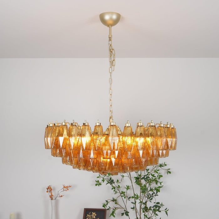 Murano Rhombus Amber Glass Chandelier - DWHOME