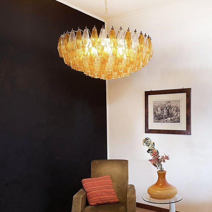 Murano Rhombus Amber Glass Chandelier - DWHOME