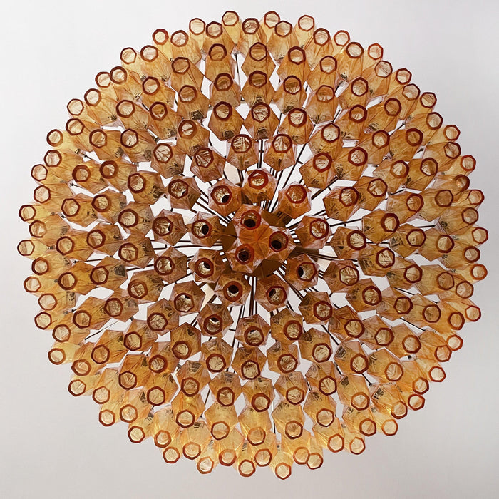 Murano Rhombus Amber Glass Chandelier.