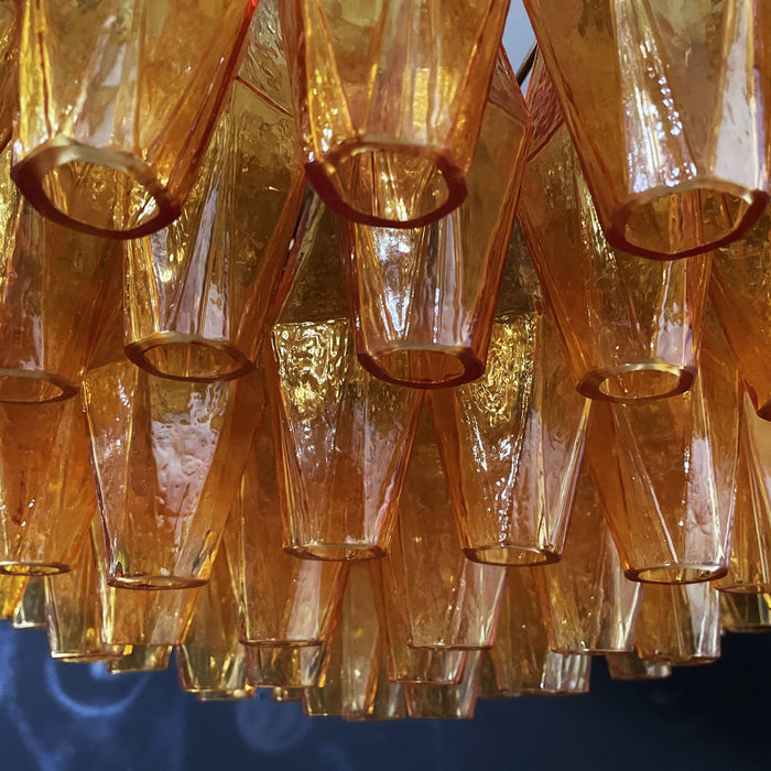 Murano Rhombus Amber Glass Chandelier.