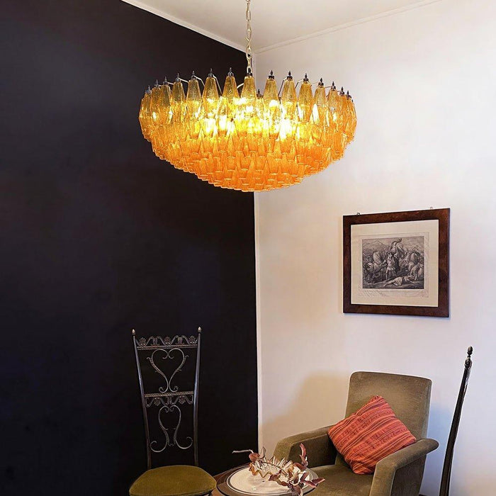 Murano Rhombus Amber Glass Chandelier - DWHOME