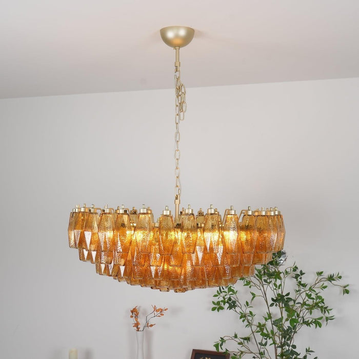 Murano Rhombus Amber Glass Chandelier - DWHOME