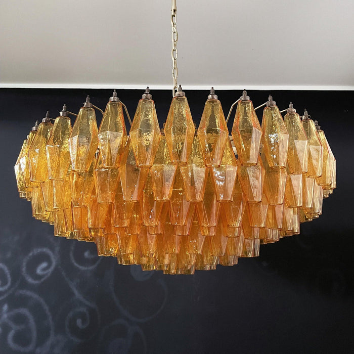 Murano Rhombus Amber Glass Chandelier.