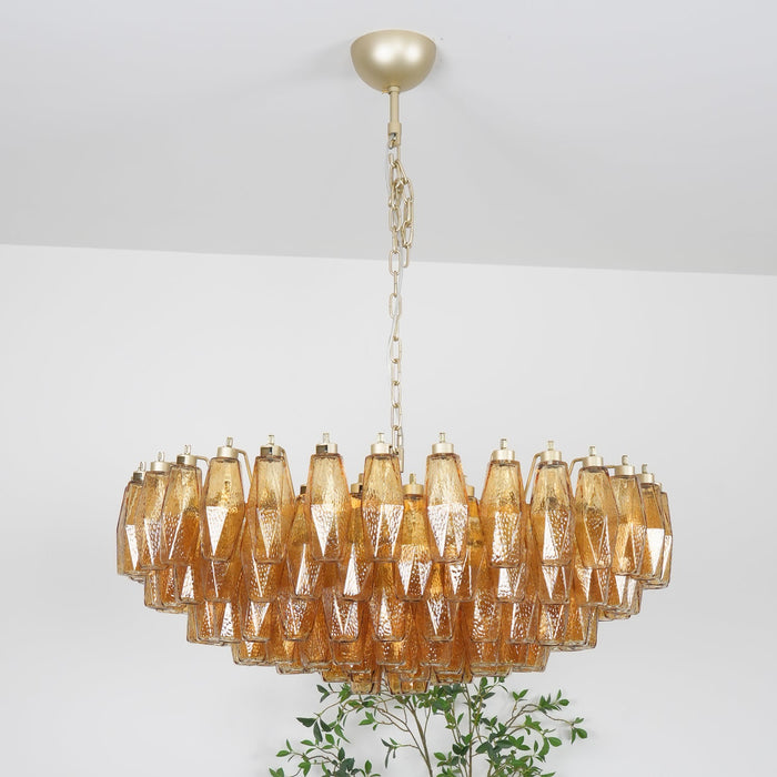 Murano Rhombus Amber Glass Chandelier.