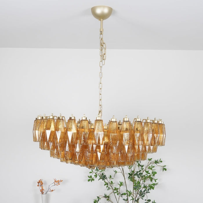 Murano Rhombus Amber Glass Chandelier - DWHOME