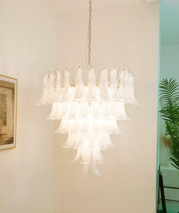 Murano White Glass Petals Chandelier - DWHOME