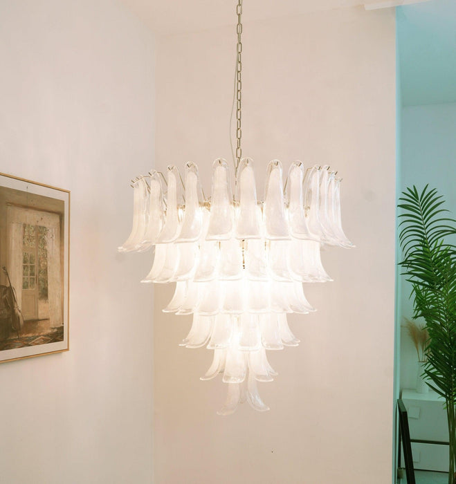 Murano White Glass Petals Chandelier - DWHOME