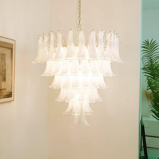 Murano White Glass Petals Chandelier - DWHOME