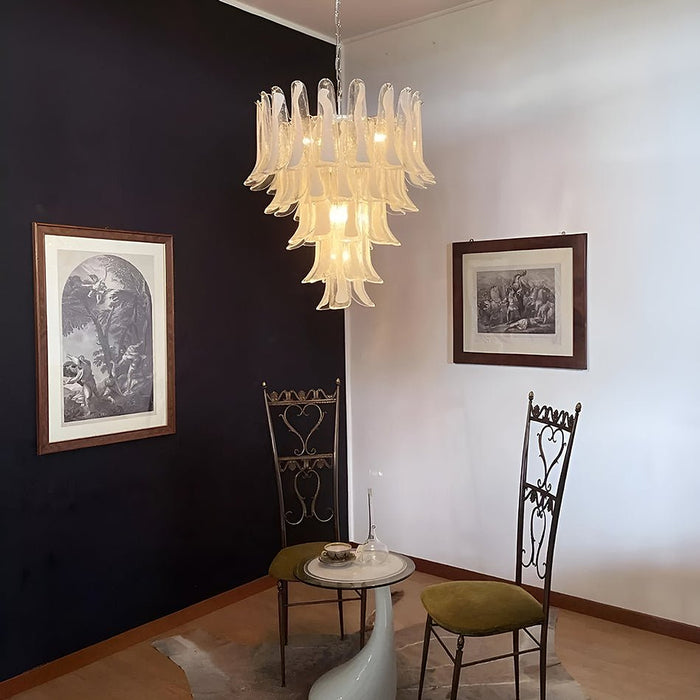 Murano White Glass Petals Chandelier-DWHOME
