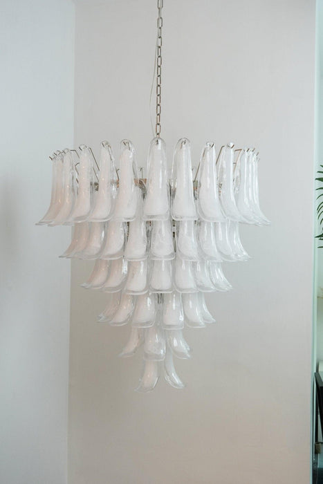 Murano White Glass Petals Chandelier - DWHOME