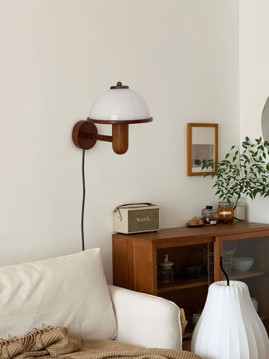 Mushroom Wood Wall Lamp-DWHOME