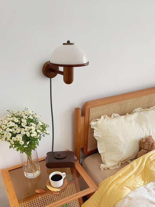 Mushroom Wood Wall Lamp-DWHOME
