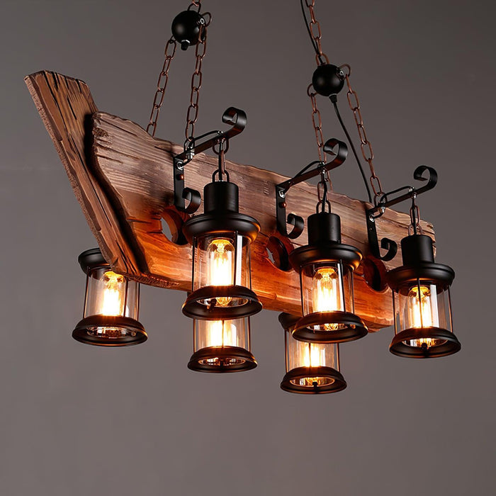 Nautical Industrial Style Wooden Chandelier - DWHOME