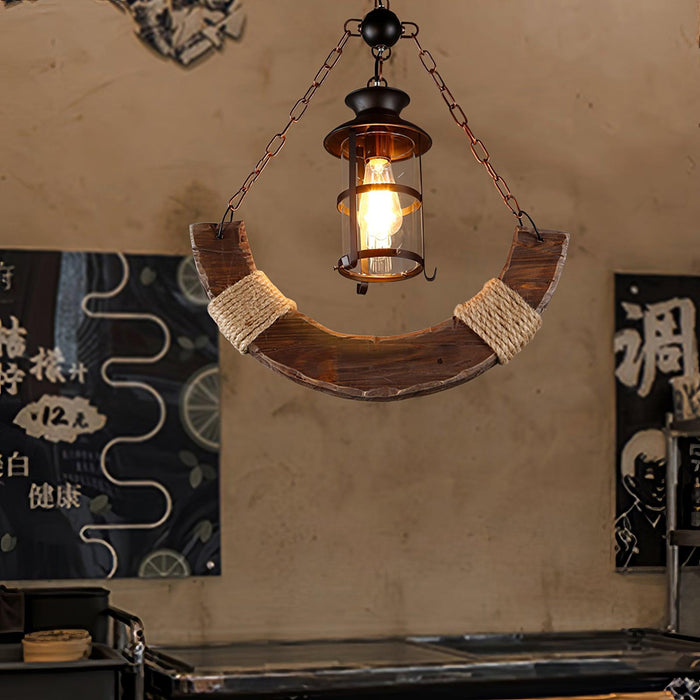 Nautical Industrial Style Wooden Chandelier.