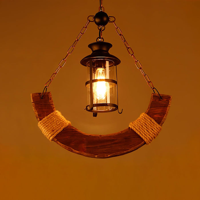 Nautical Industrial Style Wooden Chandelier.