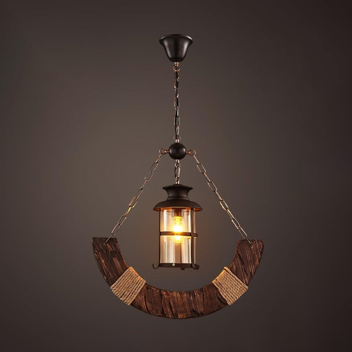 Nautical Industrial Style Wooden Chandelier.