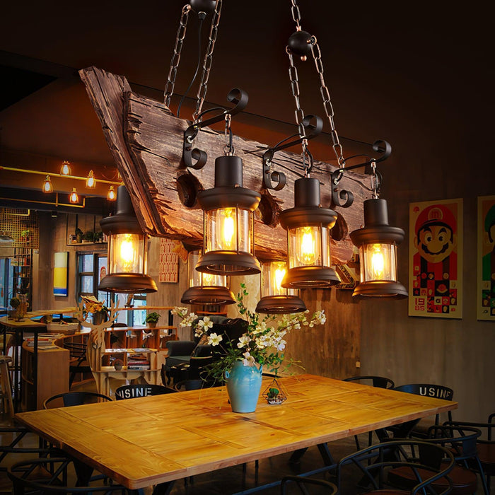 Nautical Industrial Style Wooden Chandelier - DWHOME