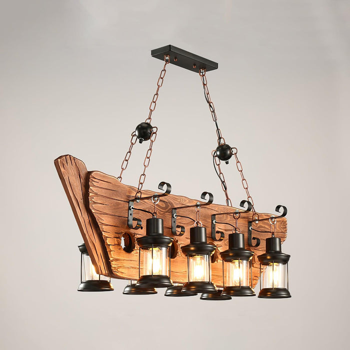 Nautical Industrial Style Wooden Chandelier.